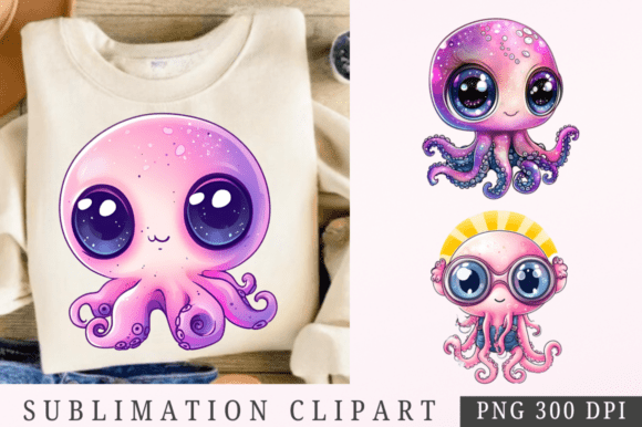 Adorable Kawaii Cute Baby Octopus PNG for Your Projects