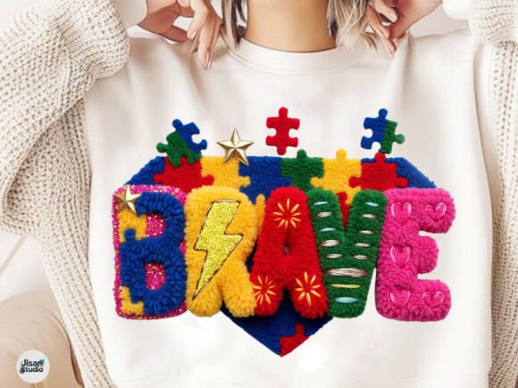 Autism Brave Faux Yarn Sublimation: A Textured Graphic for Meaningful Creations