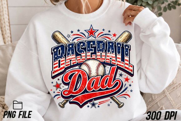 Baseball Dad PNG, Patriotic Baseball Dad: A Design Asset for Game Day and Beyond