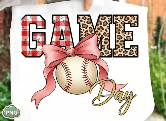 Baseball Game Day PNG, Coquette Bow: Your Design MVP