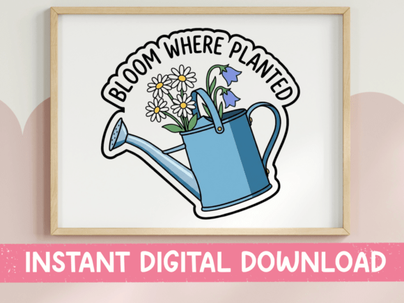 Bloom Where Planted Watering Can Sticker