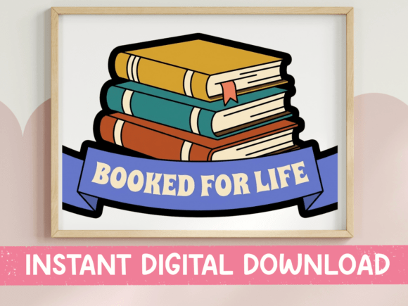 Booked for Life Stack of Books Sticker: Your Literary Identity