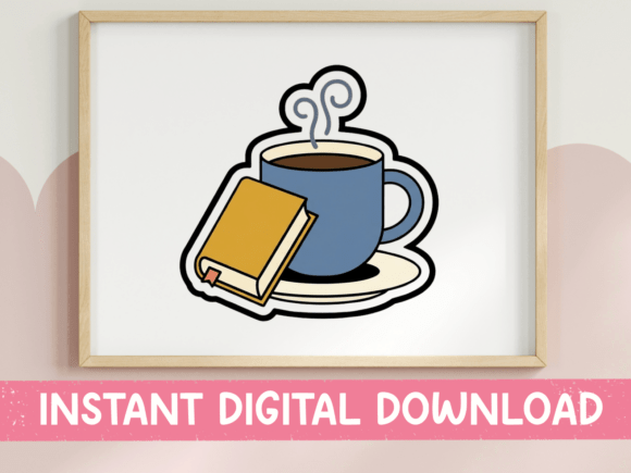 Coffee and Book Cozy Reader Sticker: A Designer's Companion
