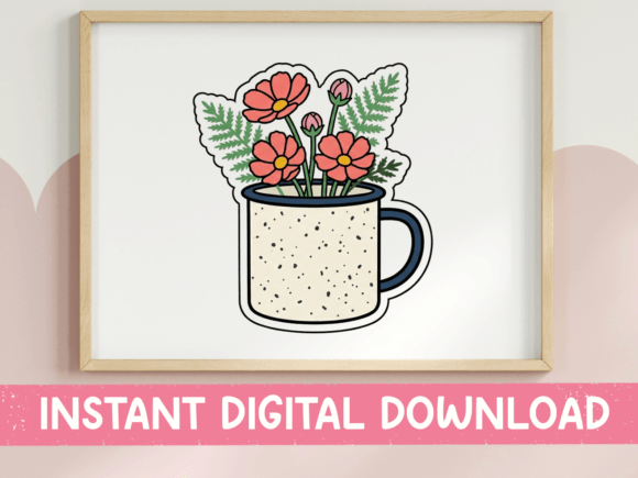 Floral Mug with Cosmos Flowers Sticker: A Garden for Your Gear