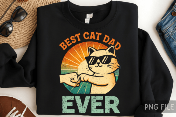 Funny Cat Lover Dad PNG Retro Shirt: Design That Connects