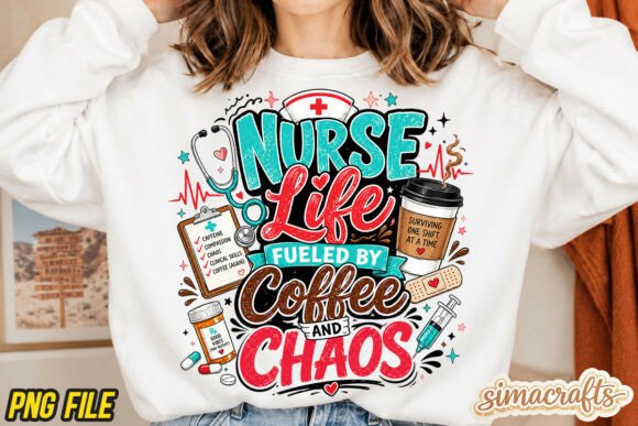 Funny Nurse Shirt, Nurse PNG: Fueling Creativity with Coffee & Chaos