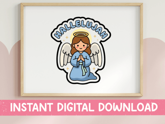 Hallelujah Praying Angel Sticker for Faithful Projects