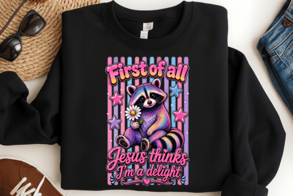 Jesus Thinks I’m a Delight Raccoon PNG: A Faith-Inspired Design Asset