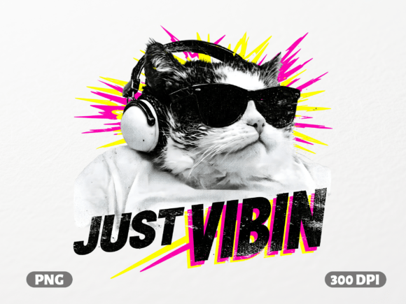 Just Vibin Cat Headphones PNG: The Ultimate Vibe for Modern Design