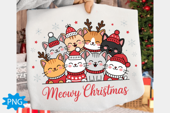 Meowy Christmas PNG, Cat Christmas PNG: Festive Design Files