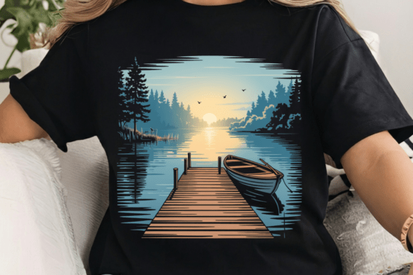 Peaceful Boat Lake Sunset Shirt PNG: A Designer's Guide
