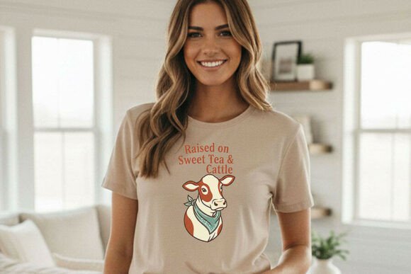 Raised on Sweet Tea & Cattle: A Charming Southern PNG Design