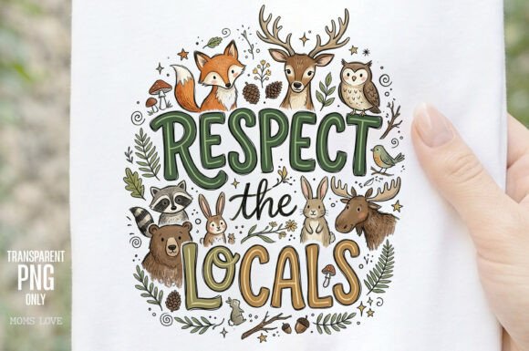Respect the Locals Woodland Animals PNG for Cozy Design